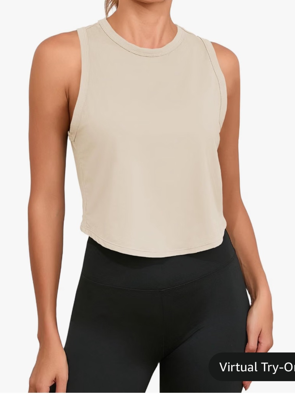 Fisoew Cropped Tank Top Racerback Back Slit Sleeveless Crewneck
